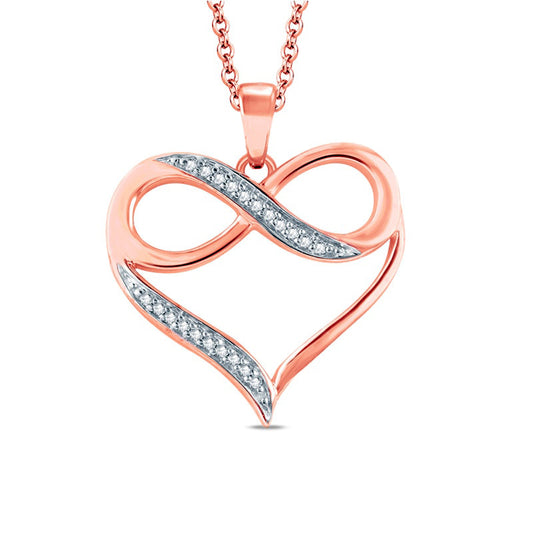 Natural Diamond Accent Heart with Infinity Pendant in 10K Rose Gold