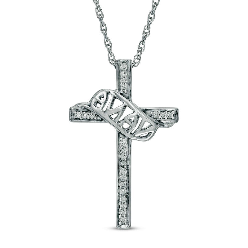 0.07 CT. T.W. Natural Diamond "NANA" Cross Pendant in Sterling Silver