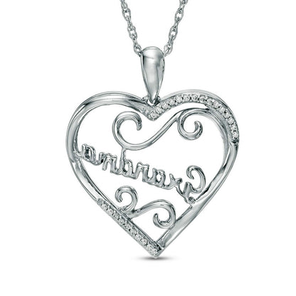 0.07 CT. T.W. Natural Diamond "Grandma" Heart Pendant in Sterling Silver