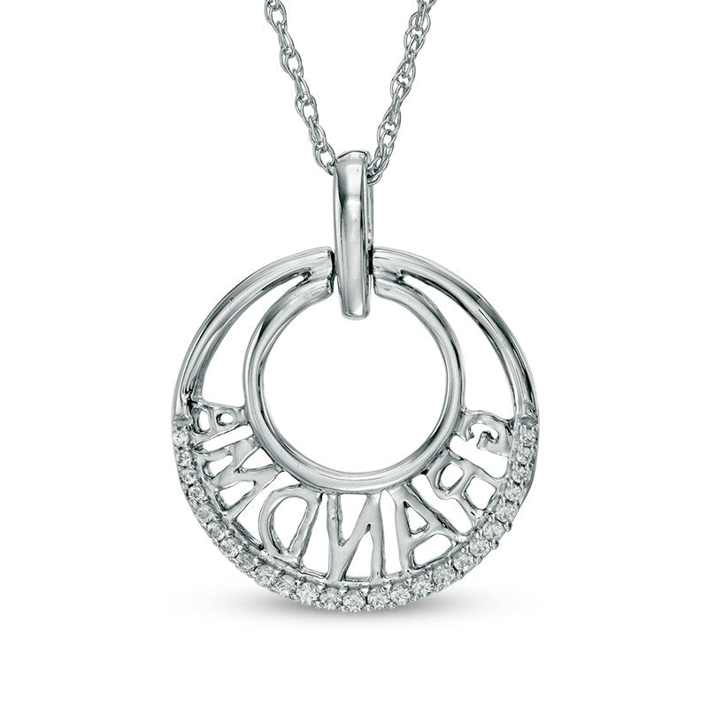 0.1 CT. T.W. Natural Diamond "Grandma" Double Circle Pendant in Sterling Silver