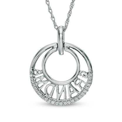 0.1 CT. T.W. Natural Diamond "Grandma" Double Circle Pendant in Sterling Silver