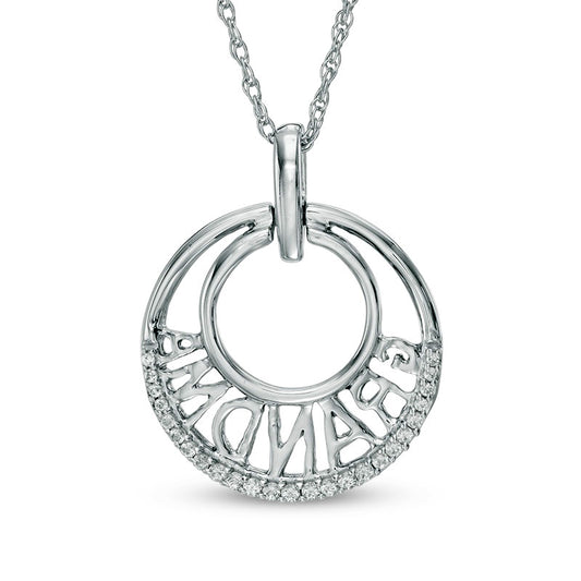 0.1 CT. T.W. Natural Diamond "Grandma" Double Circle Pendant in Sterling Silver