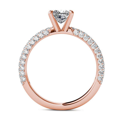 1.0 CT. T.W. Princess-Cut Natural Diamond Engagement Ring in Solid 14K Rose Gold