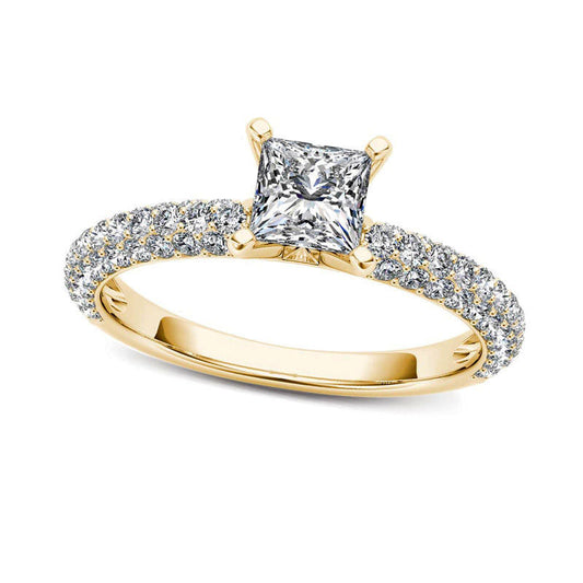 1.0 CT. T.W. Princess-Cut Natural Diamond Engagement Ring in Solid 14K Gold