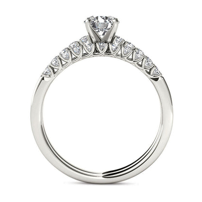 1.0 CT. T.W. Natural Diamond Bridal Engagement Ring Set in Solid 14K White Gold