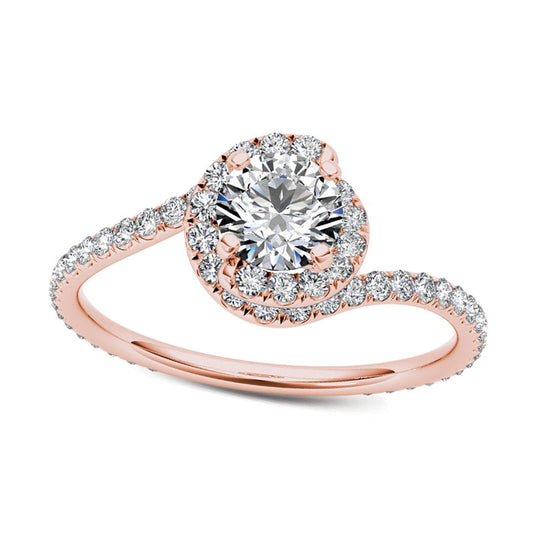 1.0 CT. T.W. Natural Diamond Bypass Swirl Engagement Ring in Solid 14K Rose Gold