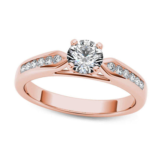 0.63 CT. T.W. Natural Diamond Engagement Ring in Solid 14K Rose Gold