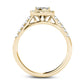 0.50 CT. T.W. Composite Natural Diamond Square Frame Antique Vintage-Style Engagement Ring in Solid 14K Gold