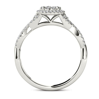 0.50 CT. T.W. Natural Diamond Double Frame Crossover Engagement Ring in Solid 14K White Gold