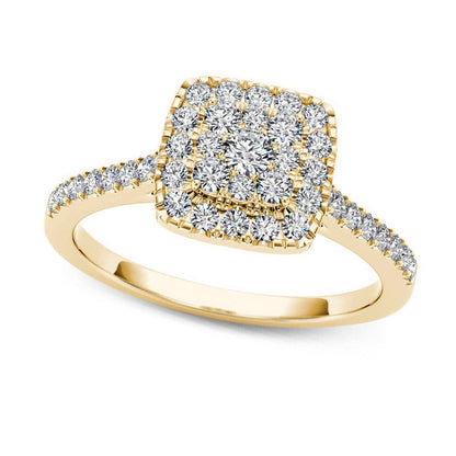 0.50 CT. T.W. Composite Natural Diamond Square Frame Engagement Ring in Solid 14K Gold
