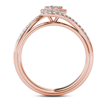 0.38 CT. T.W. Composite Natural Diamond Frame Bypass Engagement Ring in Solid 14K Rose Gold
