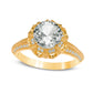 8.0mm Lab-Created White Sapphire Antique Vintage-Style Crown Frame Ring in Sterling Silver with Solid 14K Gold Plate