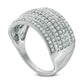 1.0 CT. T.W. Natural Diamond Seven Row Anniversary Ring in Solid 10K White Gold