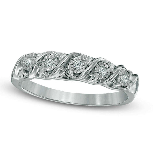 0.05 CT. T.W. Natural Diamond Five Stone "S" Anniversary Band in Sterling Silver