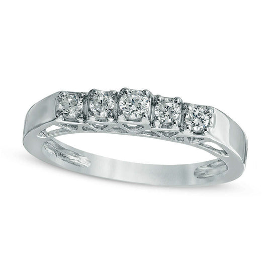 0.25 CT. T.W. Natural Diamond Five Stone Anniversary Band in Solid 10K White Gold