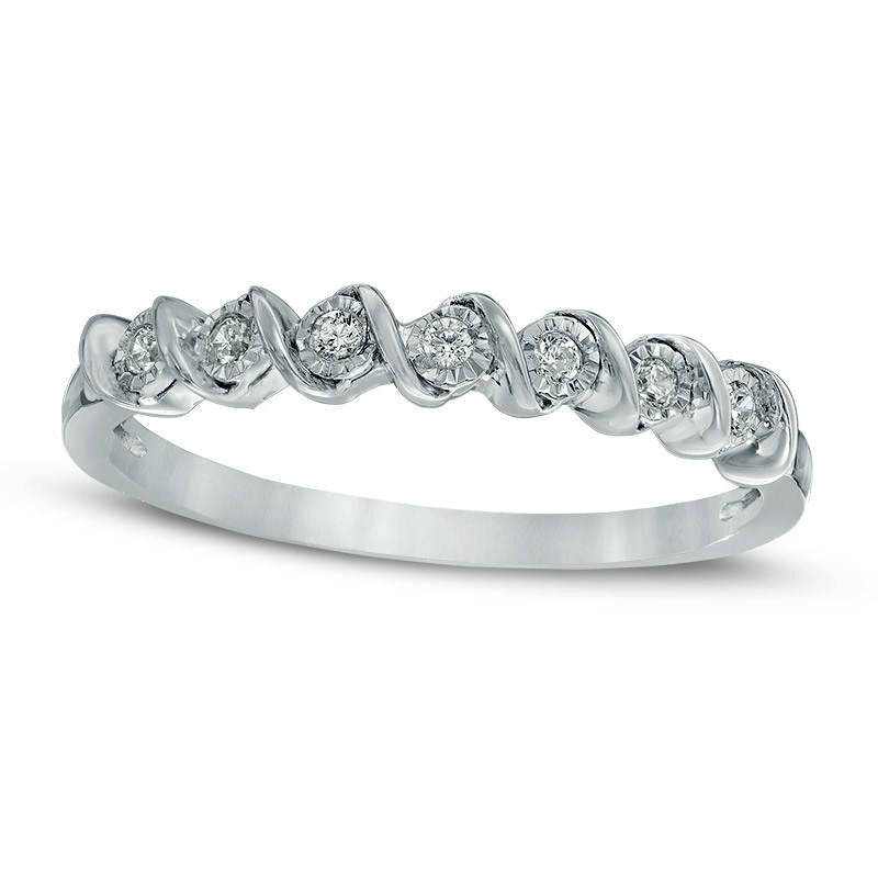 0.07 CT. T.W. Natural Diamond Seven Stone "S" Anniversary Band in Sterling Silver