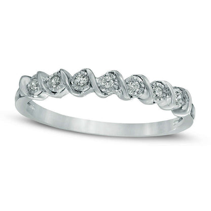 0.07 CT. T.W. Natural Diamond Seven Stone "S" Anniversary Band in Sterling Silver