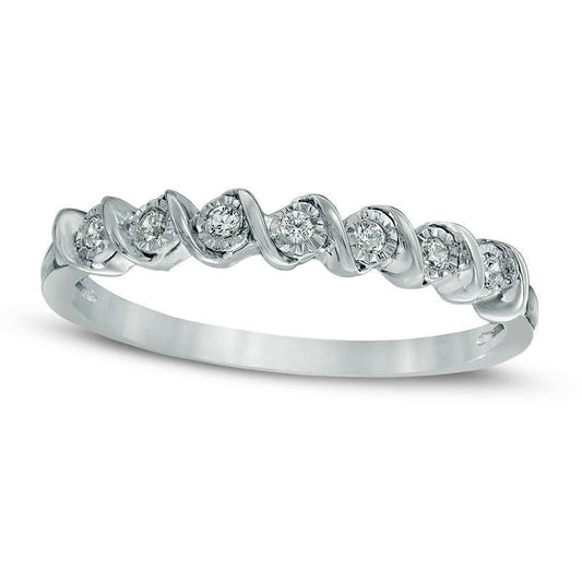 0.07 CT. T.W. Natural Diamond Seven Stone "S" Anniversary Band in Sterling Silver