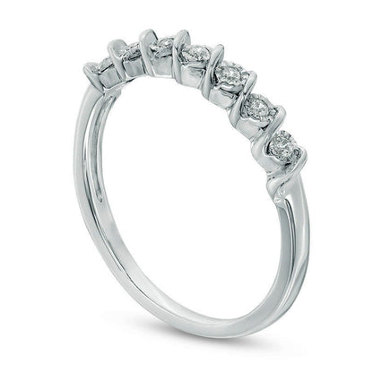 0.07 CT. T.W. Natural Diamond Seven Stone "S" Anniversary Band in Sterling Silver