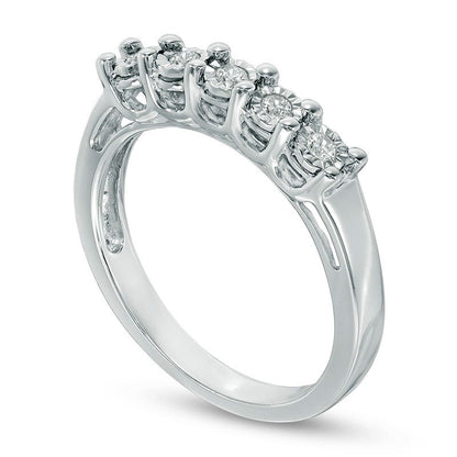 0.10 CT. T.W. Natural Diamond Five Stone Anniversary Band in Sterling Silver