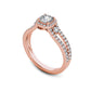 0.88 CT. T.W. Natural Diamond Cushion Frame Split Shank Engagement Ring in Solid 14K Rose Gold