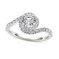 0.75 CT. T.W. Natural Diamond Swirl Frame Bypass Engagement Ring in Solid 14K White Gold