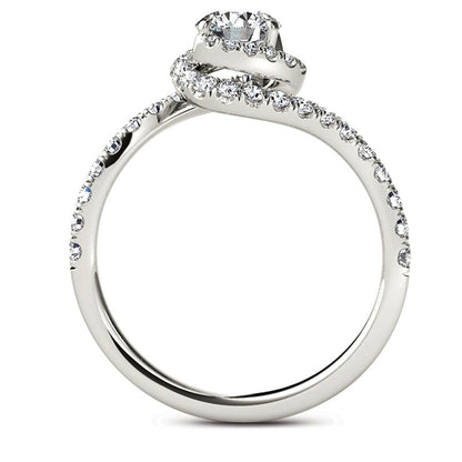 0.75 CT. T.W. Natural Diamond Swirl Frame Bypass Engagement Ring in Solid 14K White Gold