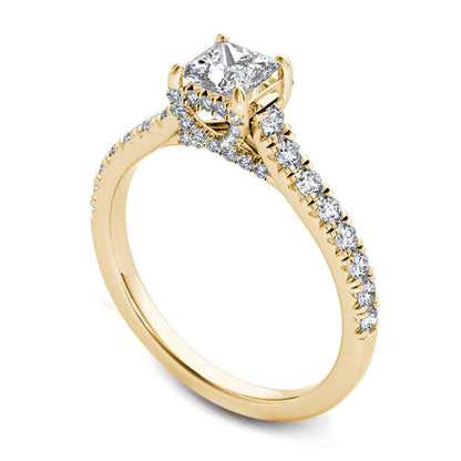 0.75 CT. T.W. Princess-Cut Natural Diamond Engagement Ring in Solid 14K Gold