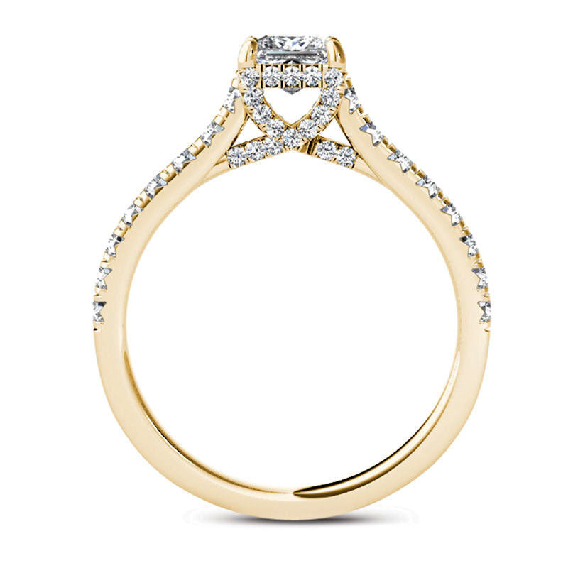 0.75 CT. T.W. Princess-Cut Natural Diamond Engagement Ring in Solid 14K Gold