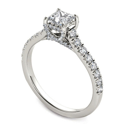 0.75 CT. T.W. Princess-Cut Natural Diamond Engagement Ring in Solid 14K White Gold