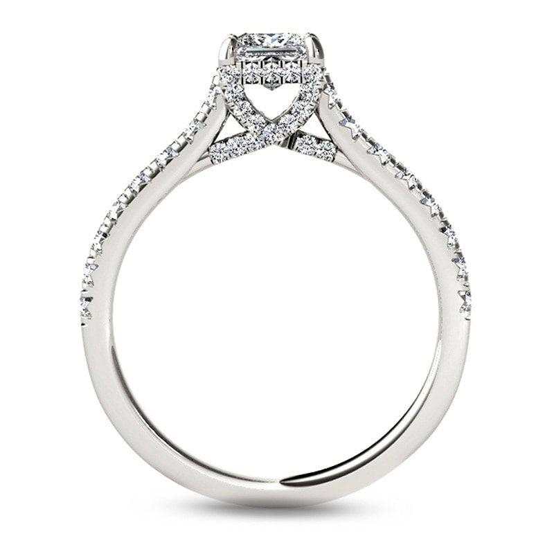 0.75 CT. T.W. Princess-Cut Natural Diamond Engagement Ring in Solid 14K White Gold