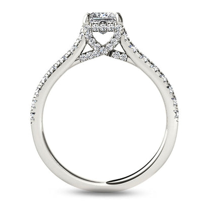 0.75 CT. T.W. Princess-Cut Natural Diamond Engagement Ring in Solid 14K White Gold
