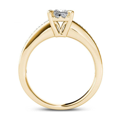1.0 CT. T.W. Princess-Cut Natural Diamond Square Frame Engagement Ring in Solid 14K Gold