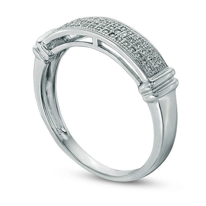 0.20 CT. T.W. Natural Diamond Three Row Collar Anniversary Band in Solid 10K White Gold