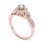 0.50 CT. T.W. Natural Diamond Square Frame Antique Vintage-Style Engagement Ring in Solid 14K Rose Gold