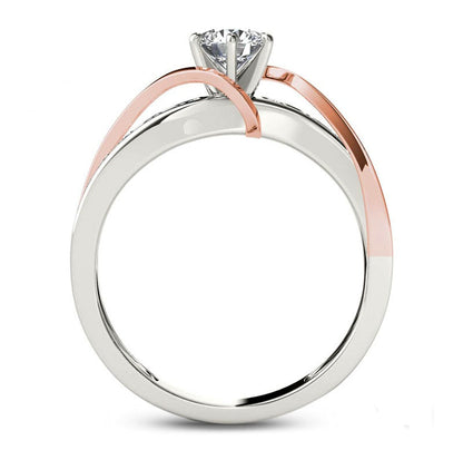 0.75 CT. T.W. Natural Diamond Crossover Engagement Ring in Solid 14K Two-Tone Gold