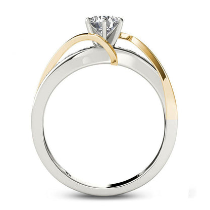 0.75 CT. T.W. Natural Diamond Crossover Engagement Ring in Solid 14K Two-Tone Gold