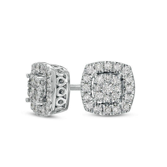 0.25 CT. T.W. Composite Diamond Frame Stud Earrings in 10K White Gold