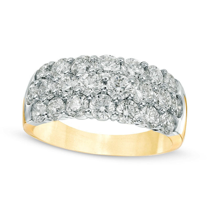 2.38 CT. T.W. Natural Diamond Three Row Anniversary Ring in Solid 14K Gold
