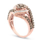 0.50 CT. T.W. Composite Champagne and White Natural Diamond Whirlwind Split Shank Ring in Solid 10K Rose Gold