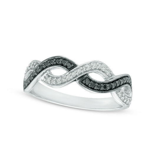 0.20 CT. T.W. Enhanced Black and White Natural Diamond Loose Braid Band in Sterling Silver - Size 7