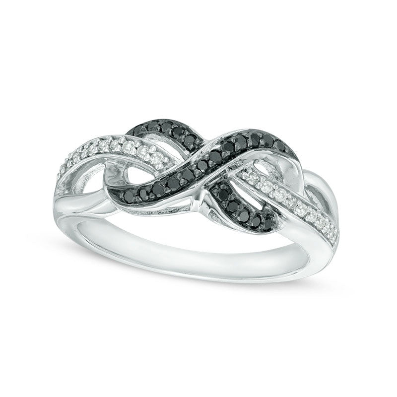 0.20 CT. T.W. Enhanced Black and White Natural Diamond Sideways Infinity Ring in Sterling Silver - Size 7