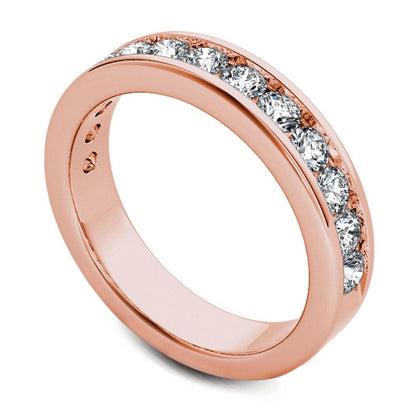 Men's 0.20 CT. T.W. Natural Diamond Groove Wedding Band in Solid 14K Rose Gold