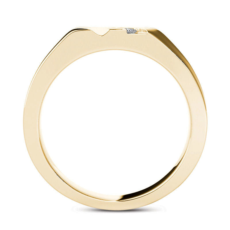 Men's 0.13 CT. T.W. Square-Cut Natural Diamond Three Stone Slant Wedding Band in Solid 14K Gold