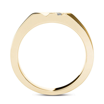Men's 0.13 CT. T.W. Square-Cut Natural Diamond Three Stone Slant Wedding Band in Solid 14K Gold
