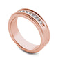 Men's 0.33 CT. T.W. Natural Diamond Channel Milgrain Wedding Band in Solid 14K Rose Gold