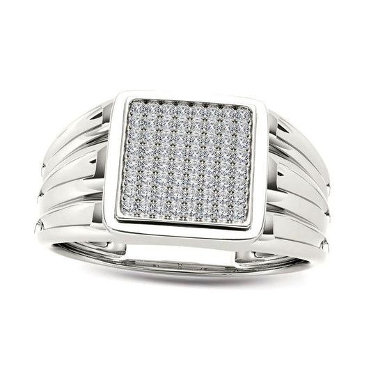 Men's 0.20 CT. T.W. Composite Natural Diamond Square Signet Ring in Solid 14K White Gold