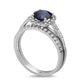 6.0mm Blue Sapphire and 0.38 CT. T.W. Natural Diamond Cushion Frame Bridal Engagement Ring Set in Solid 14K White Gold