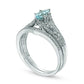 Marquise Aquamarine and 0.20 CT. T.W. Natural Diamond Antique Vintage-Style Bridal Engagement Ring Set in Solid 10K White Gold