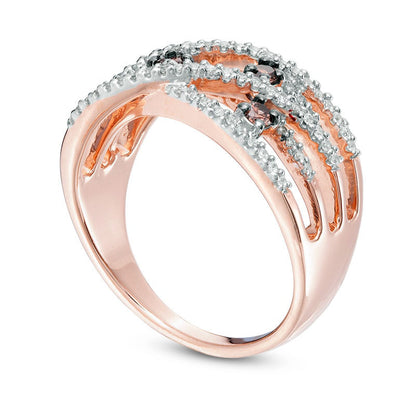 0.50 CT. T.W. Champagne and White Natural Diamond Orbit Ring in Solid 10K Rose Gold